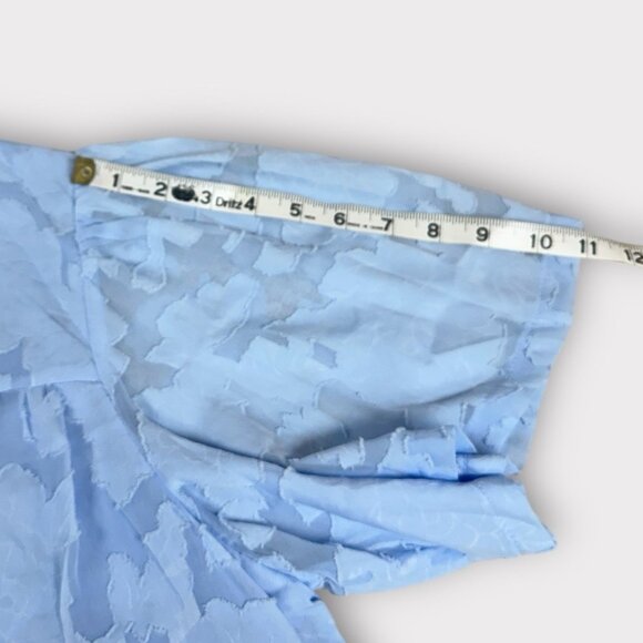 Women's 2XL Light Blue Summer Chiffon Loose Top Floral Texture‎ Vacay Beach - Picture 5 of 7